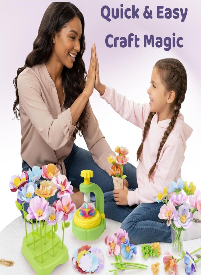 TOMLEON Fabric Flower Bouquet Craft Kit for Girls Ages 3+ - Create Reusable Fabric Flowers with Press Tool & Stems - Endless DIY Bouquets - No Glue, No Sewing - Perfect Creative Gift for Kids - Image 3